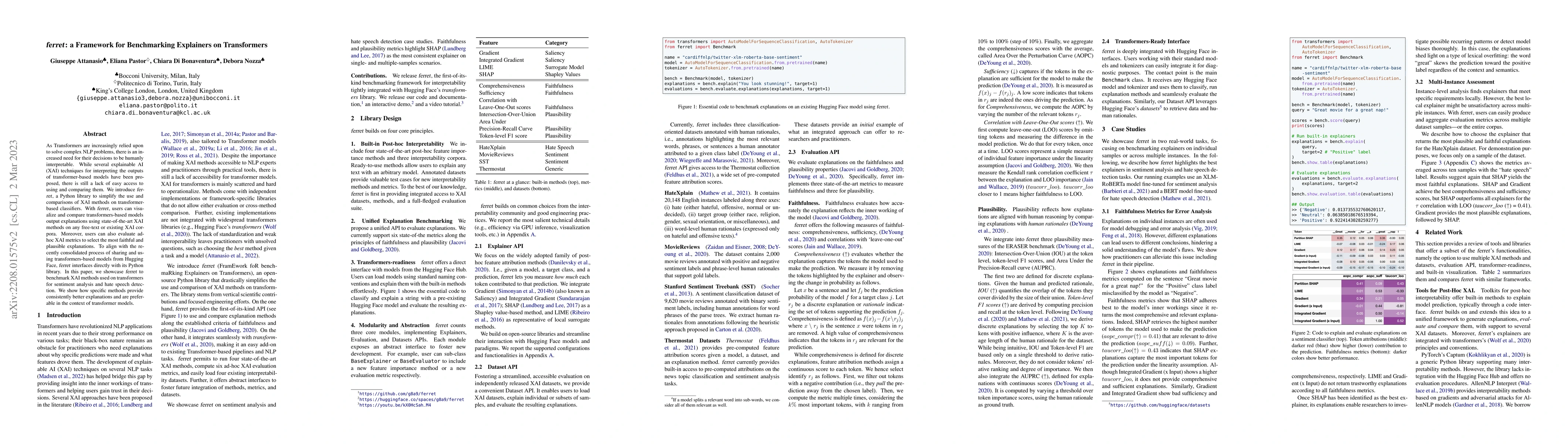 Thumbnail for ferret: a Framework for Benchmarking Explainers on Transformers