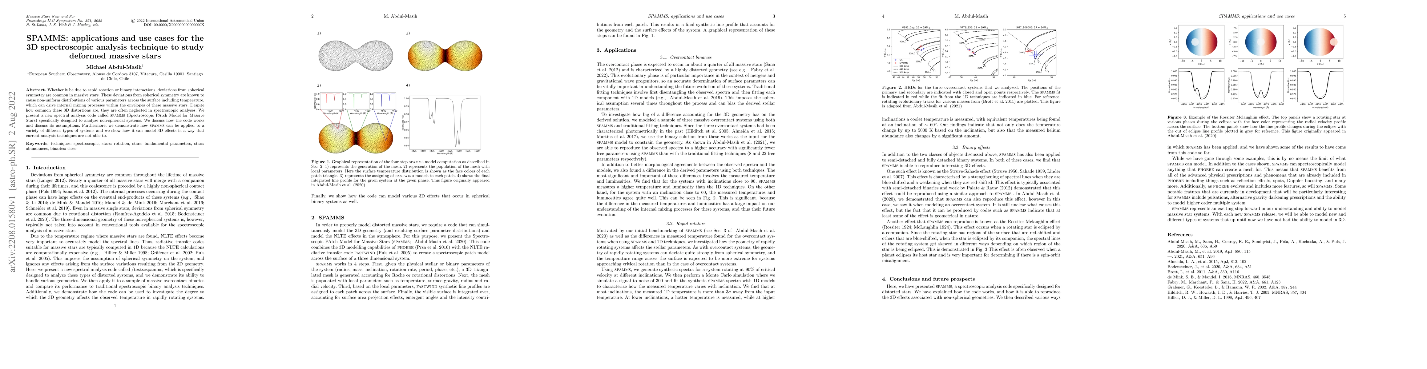 Thumbnail for SPAMMS: applications and use cases for the 3D spectroscopic analysis
  technique to study deformed massive stars