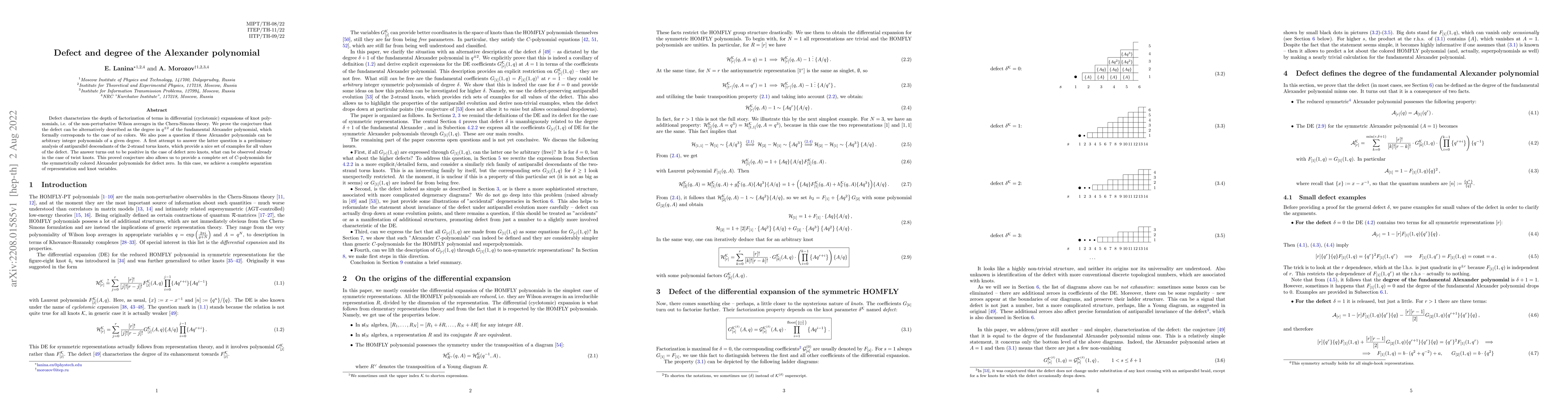 Thumbnail for Defect and degree of the Alexander polynomial