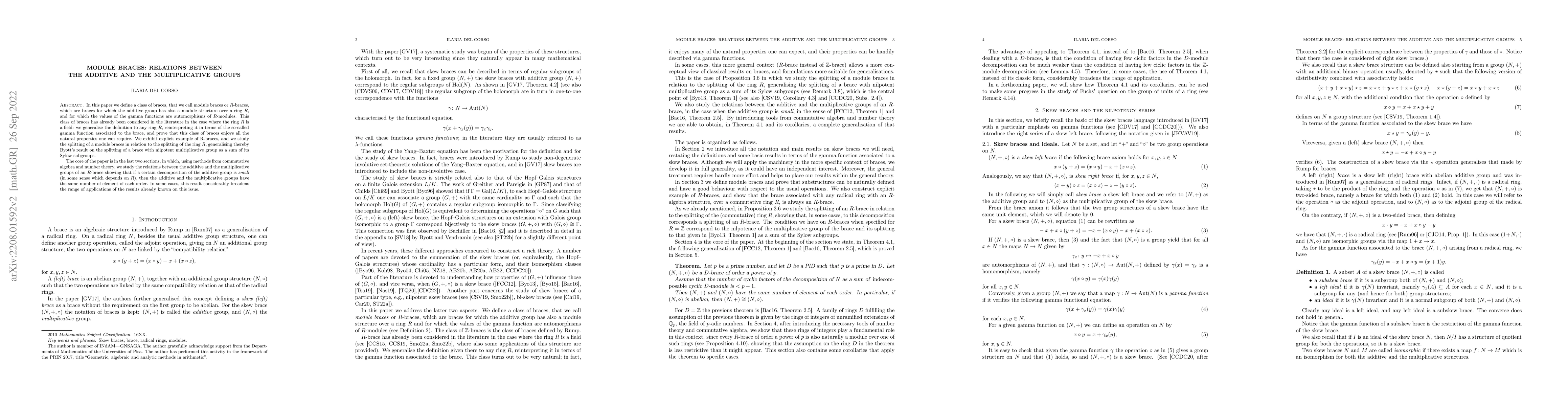 Thumbnail for Module braces: relations between the additive and the multiplicative
  groups