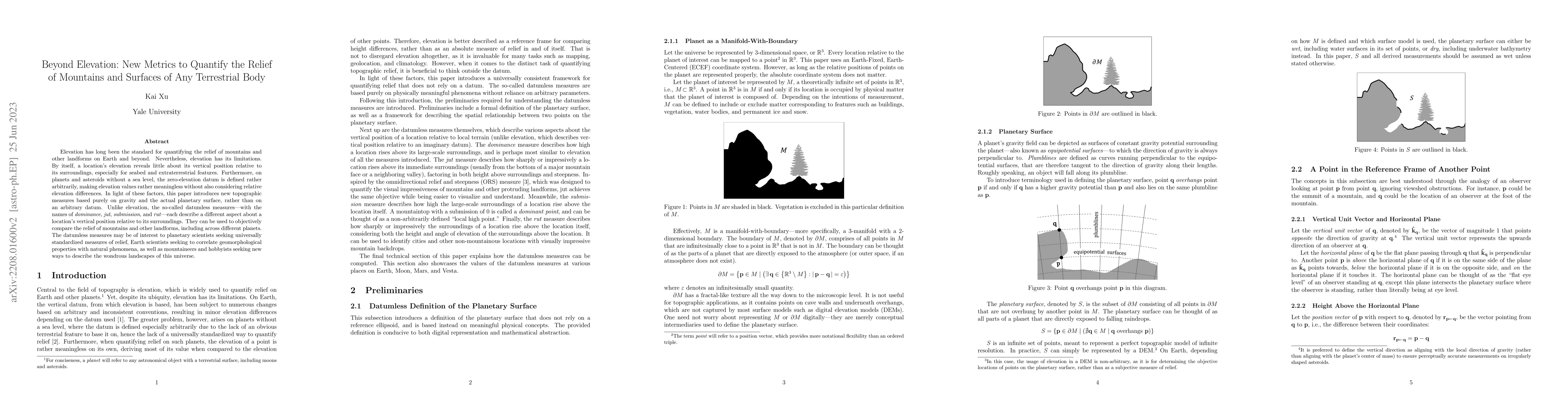 Thumbnail for Beyond Elevation: New Metrics to Quantify the Relief of Mountains and
  Surfaces of Any Terrestrial Body
