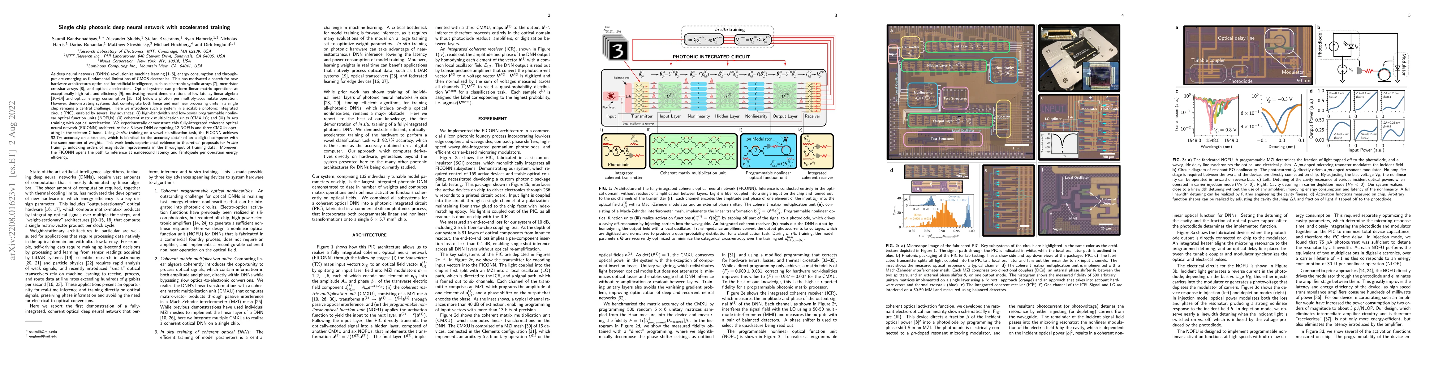 Thumbnail for Single chip photonic deep neural network with accelerated training