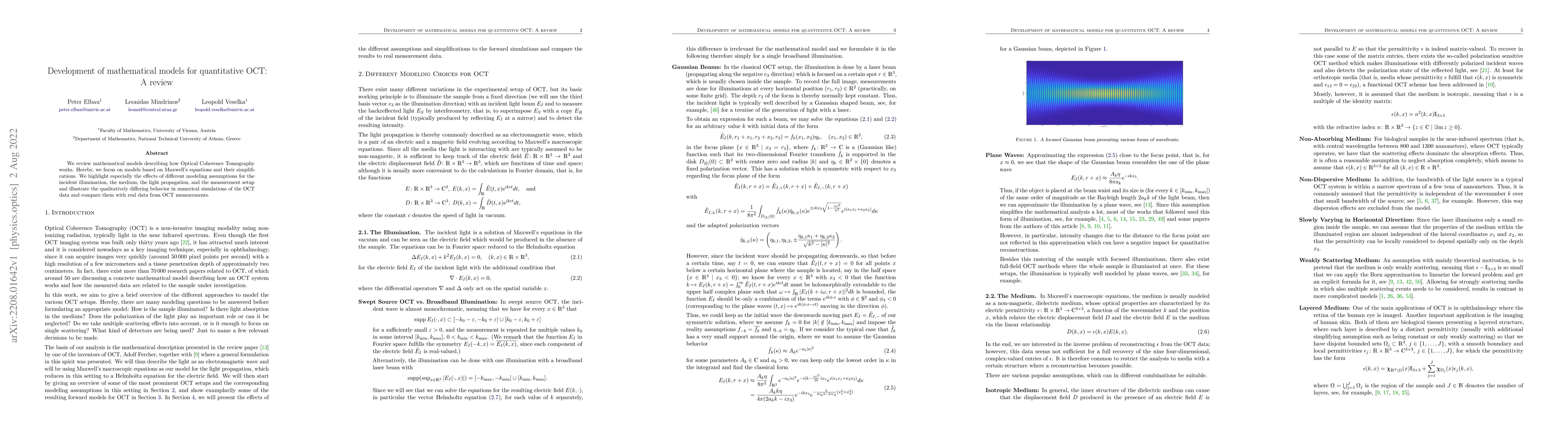 Thumbnail for Development of mathematical models for quantitative OCT: A review