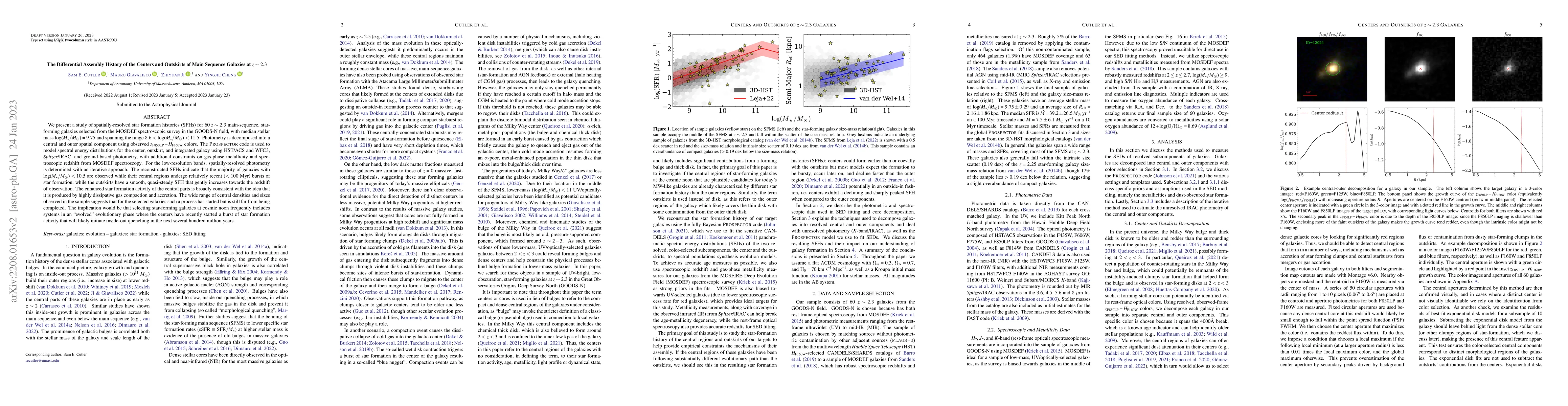Thumbnail for The Differential Assembly History of the Centers and Outskirts of Main
  Sequence Galaxies at $z\sim2.3$