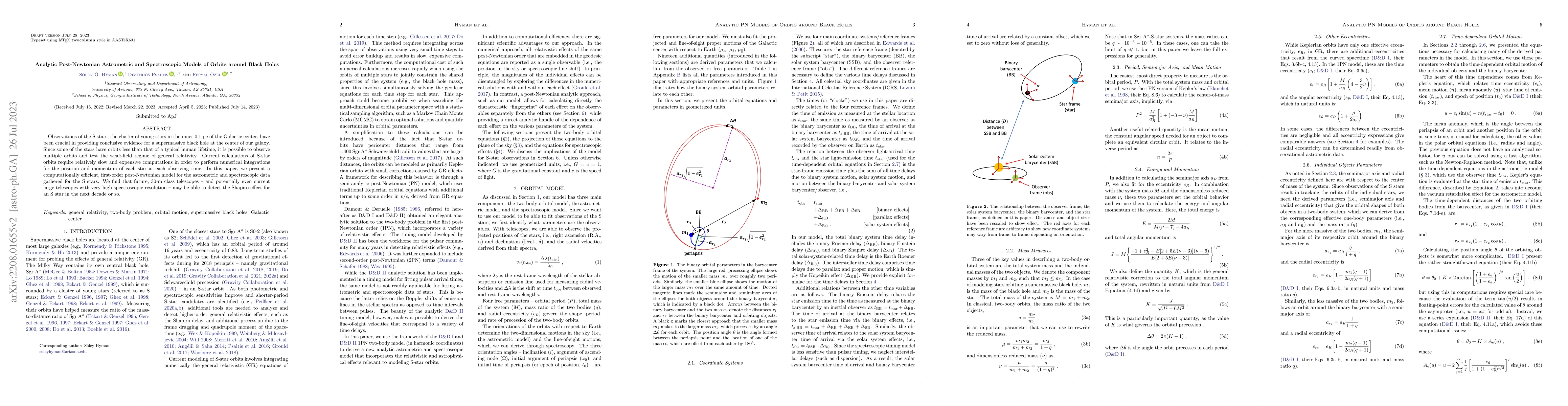 Thumbnail for Analytic Post-Newtonian Astrometric and Spectroscopic Models of Orbits
  around Black Holes