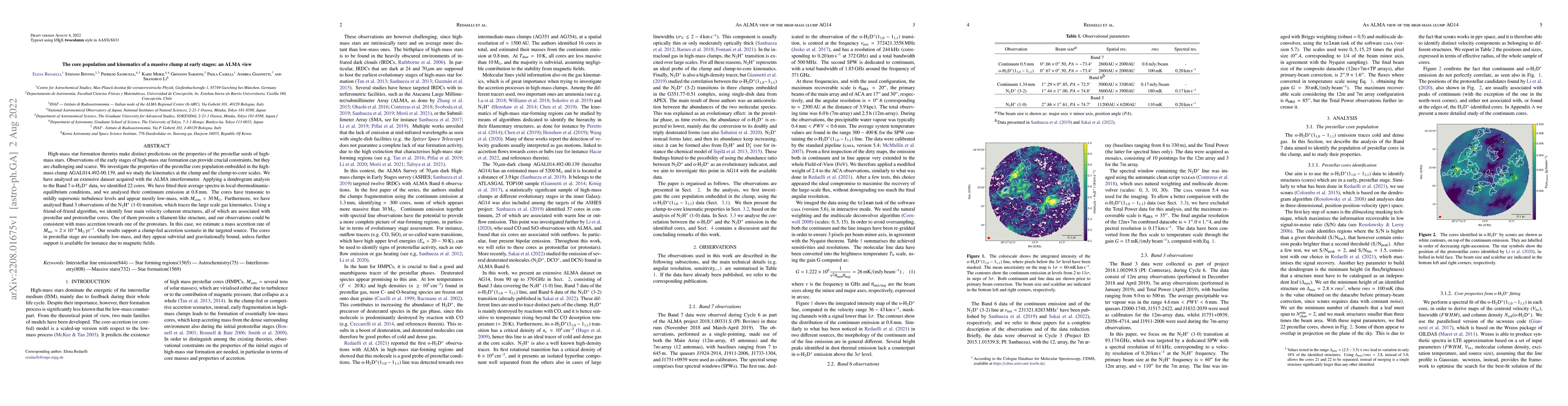 Thumbnail for The core population and kinematics of a massive clump at early stages:
  an ALMA view