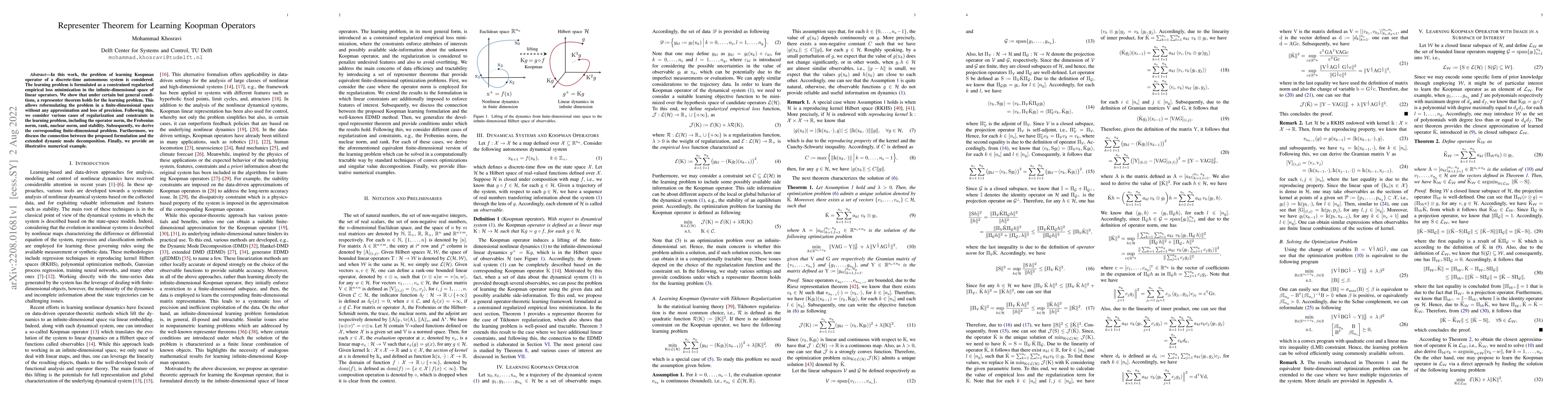 Thumbnail for Representer Theorem for Learning Koopman Operators