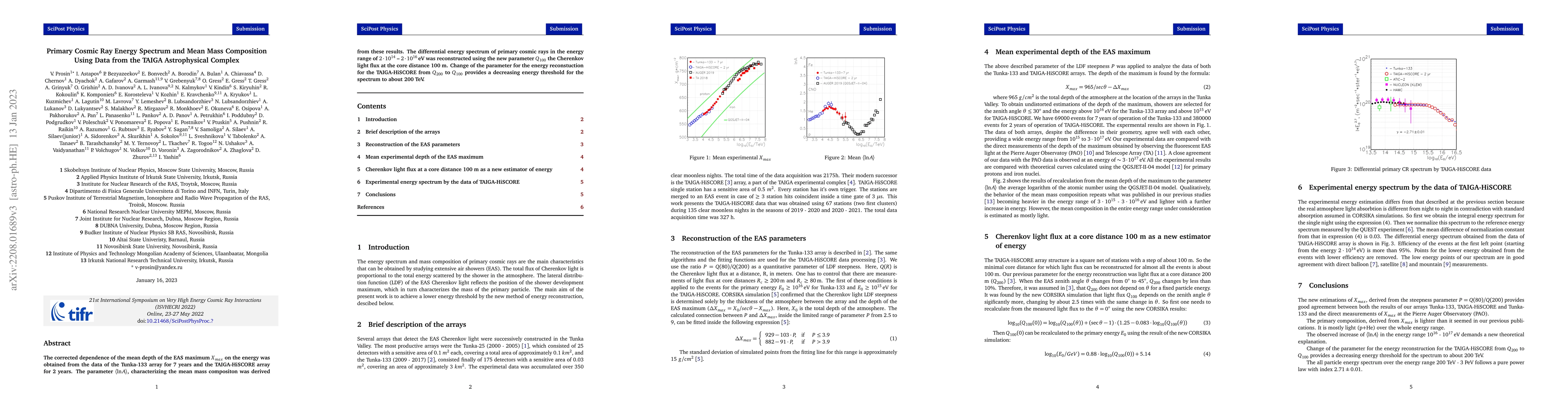 Thumbnail for Primary Cosmic Rays Energy Spectrum and Mean Mass Composition by the
  Data of the TAIGA Astrophysical Complex
