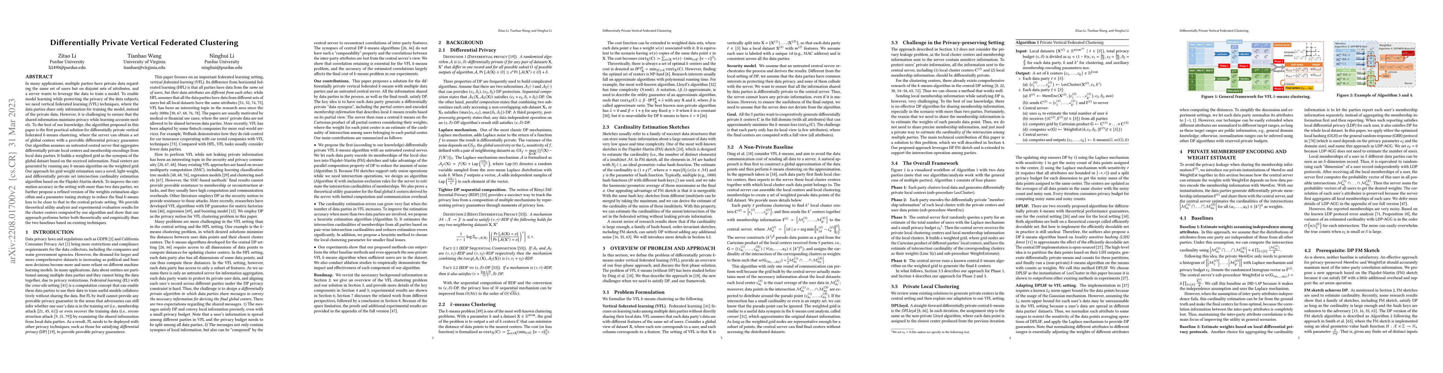 Thumbnail for Differentially Private Vertical Federated Clustering