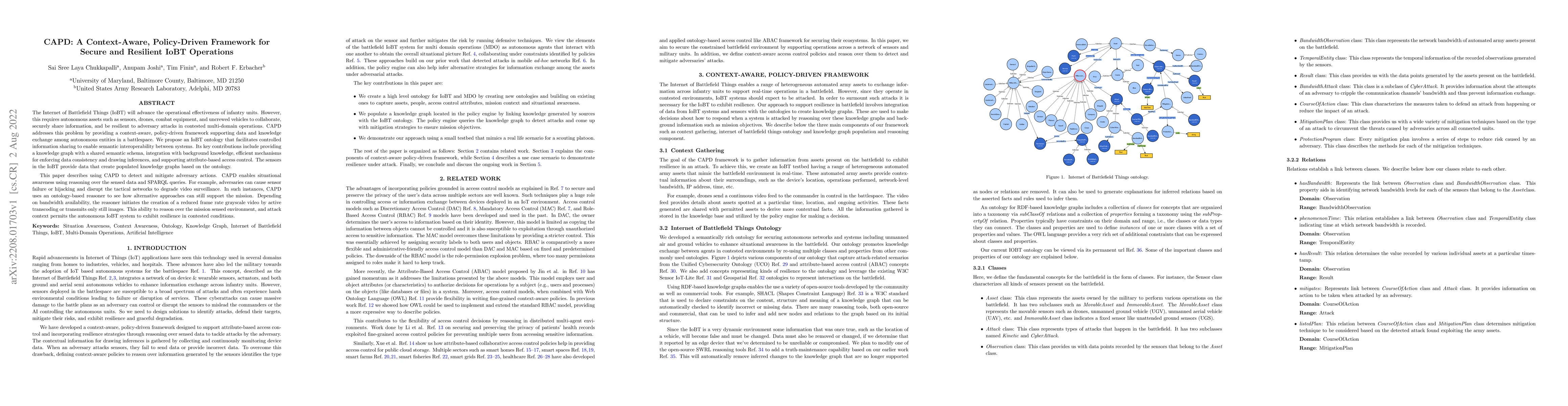 Thumbnail for CAPD: A Context-Aware, Policy-Driven Framework for Secure and Resilient
  IoBT Operations