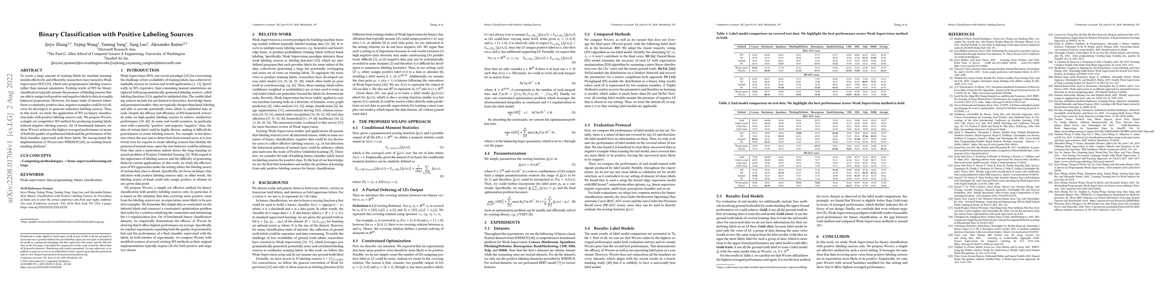 Thumbnail for Binary Classification with Positive Labeling Sources