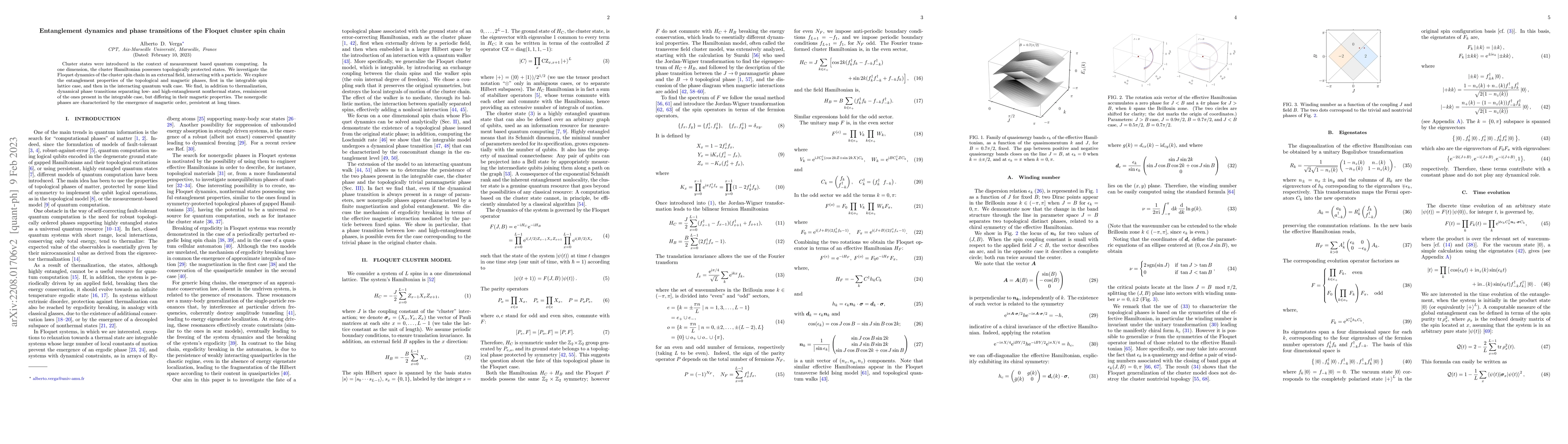 Thumbnail for Entanglement dynamics and phase transitions of the Floquet cluster spin
  chain
