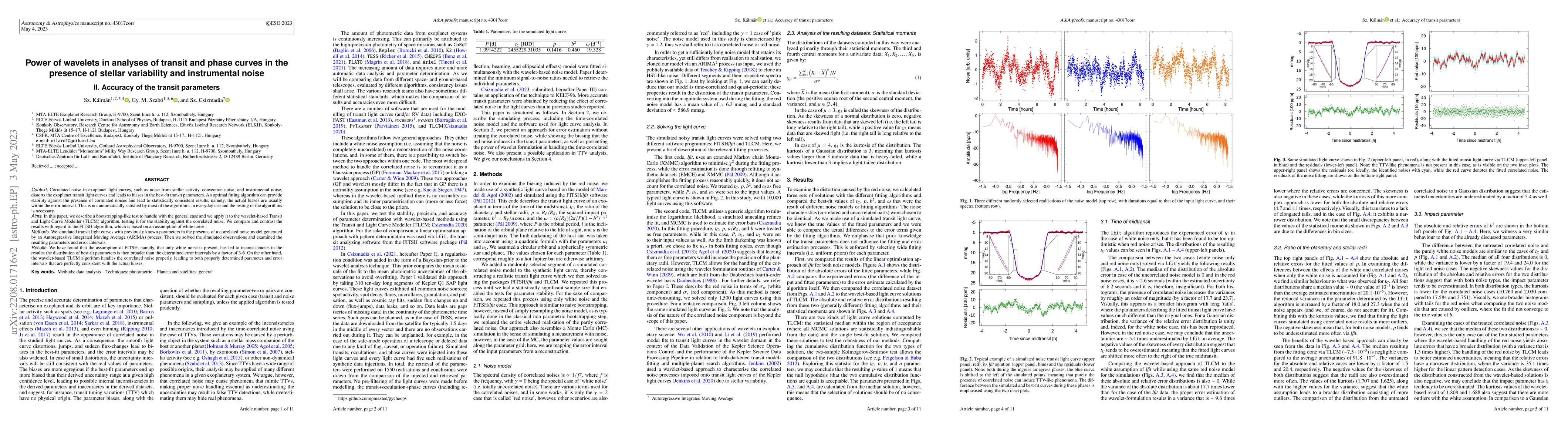 Thumbnail for Power of wavelets in analyses of transit and phase curves in the
  presence of stellar variability and instrumental noise. II. Accuracy of the
  transit parameters
