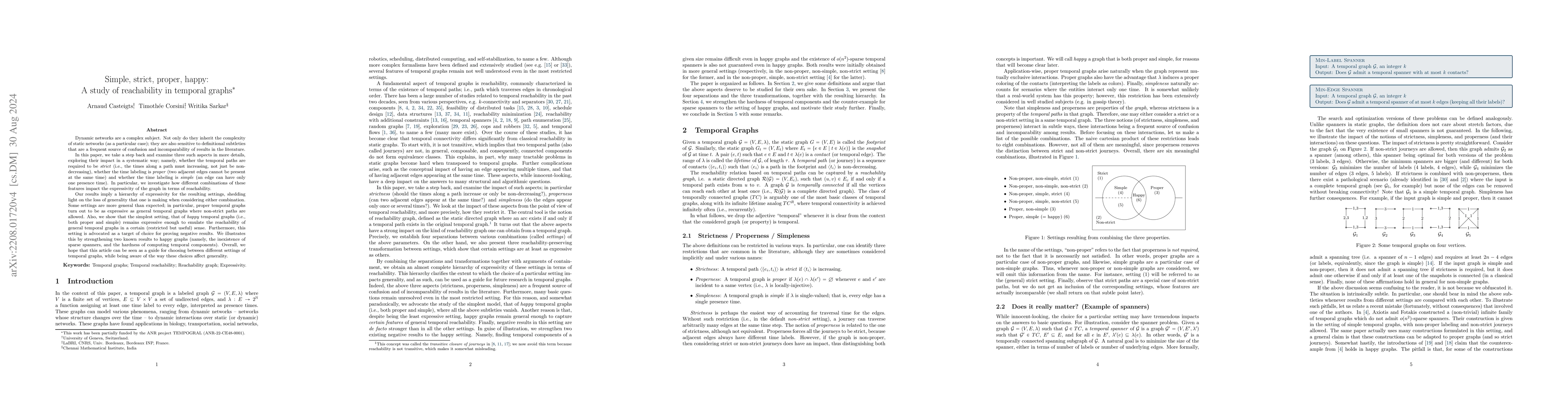 Thumbnail for Simple, strict, proper, happy: A study of reachability in temporal
  graphs