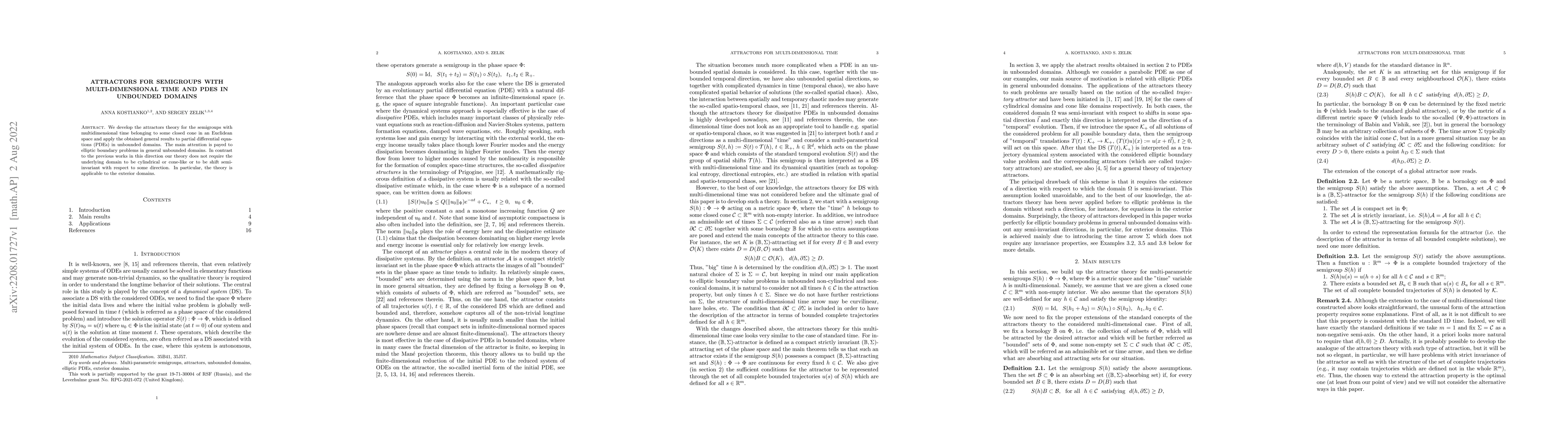 Thumbnail for Attractors for semigroups with multi-dimensional time and PDEs in
  unbounded domains