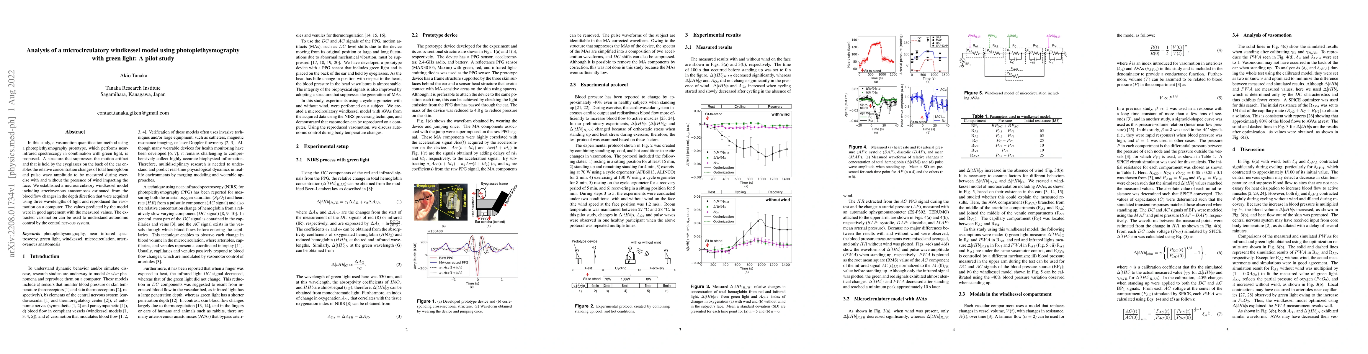 Thumbnail for Analysis of a microcirculatory windkessel model using
  photoplethysmography with green light: A pilot study
