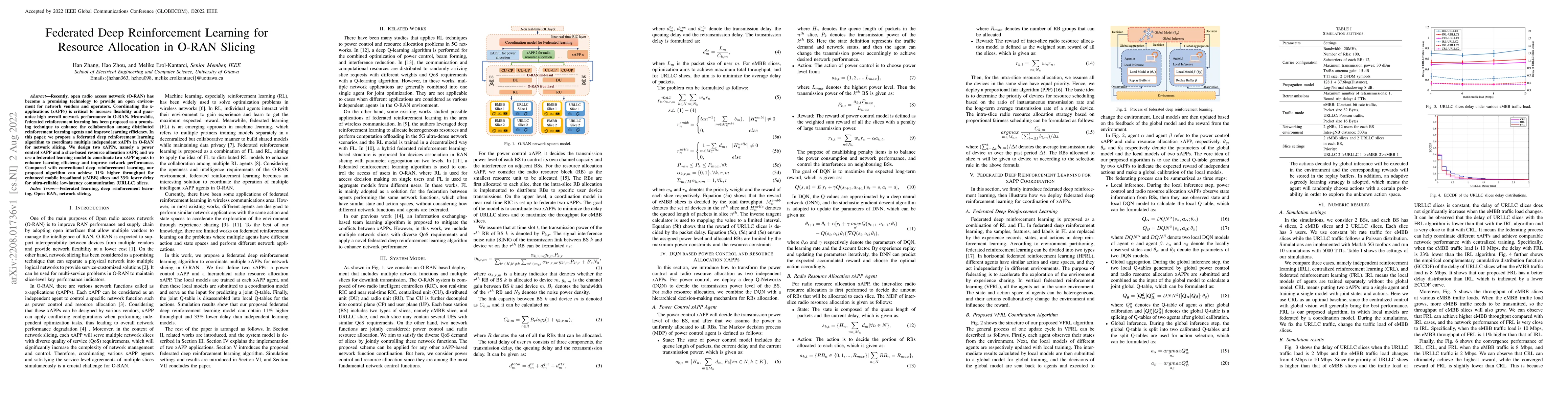 Thumbnail for Federated Deep Reinforcement Learning for Resource Allocation in O-RAN
  Slicing