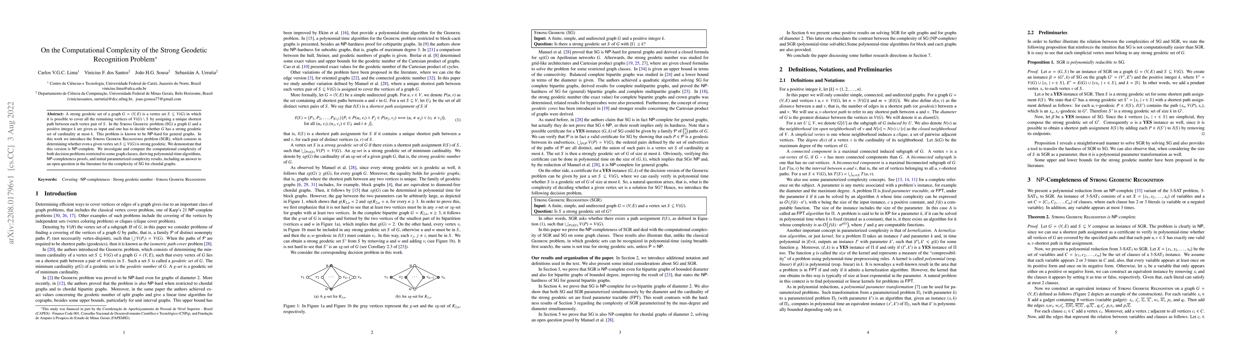 Thumbnail for On the Computational Complexity of the Strong Geodetic Recognition
  Problem
