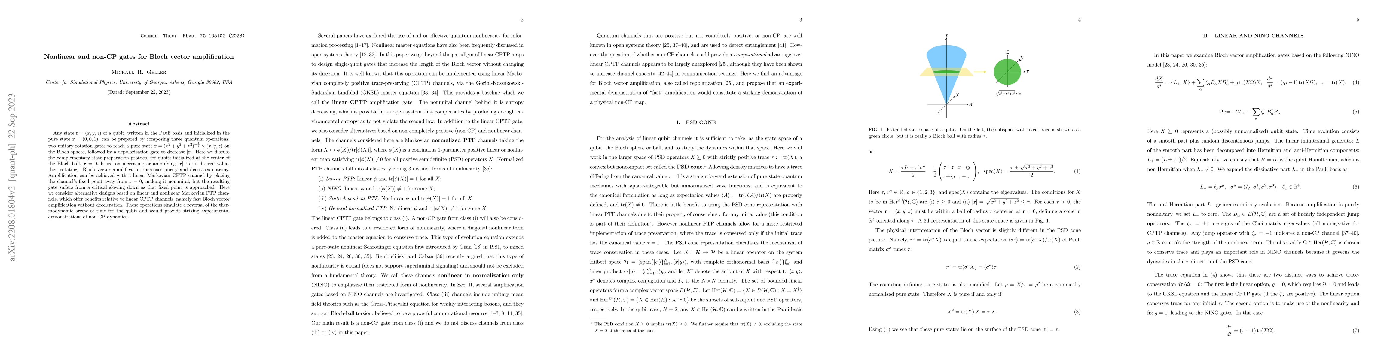 Thumbnail for Nonlinear and non-CP gates for Bloch vector amplification
