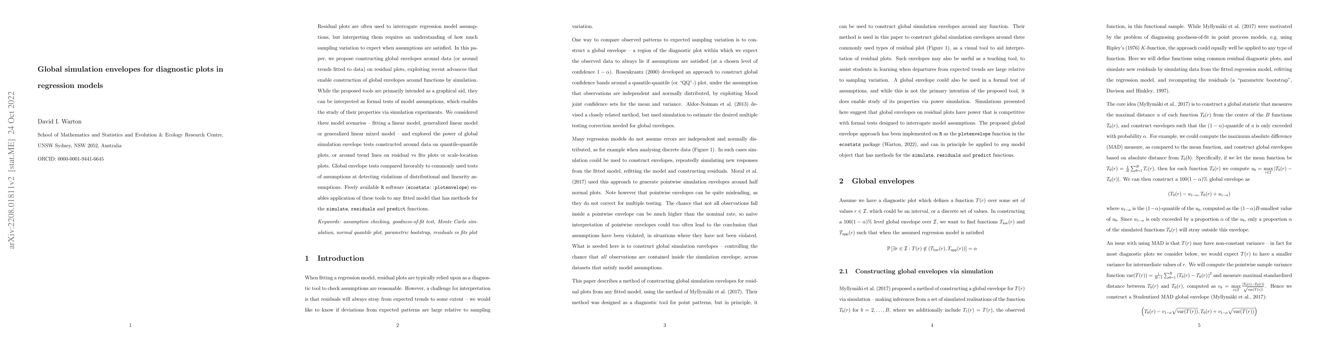 Thumbnail for Global simulation envelopes for diagnostic plots in regression models