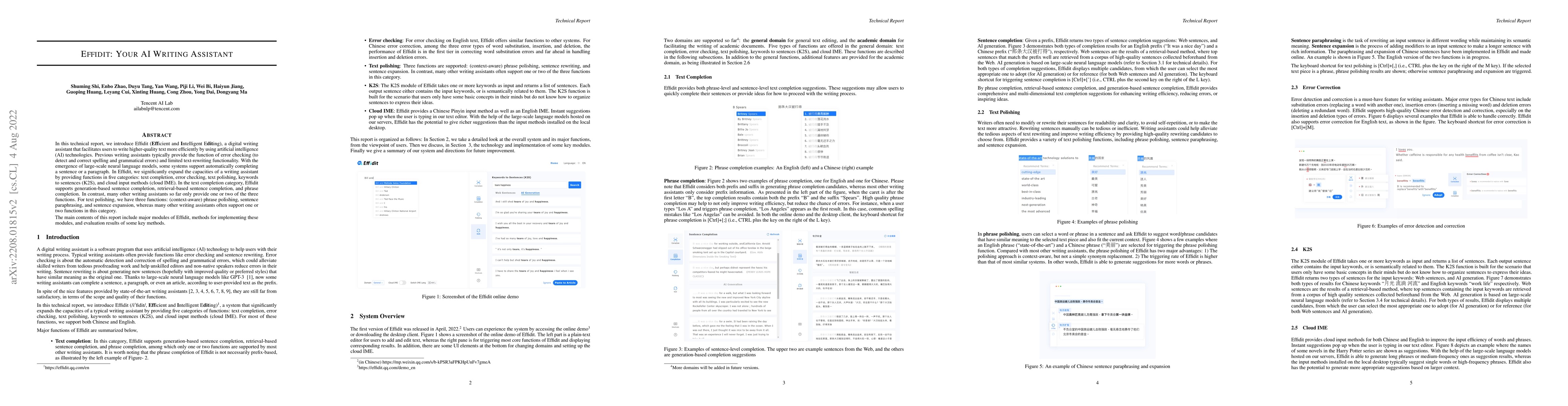 Thumbnail for Effidit: Your AI Writing Assistant