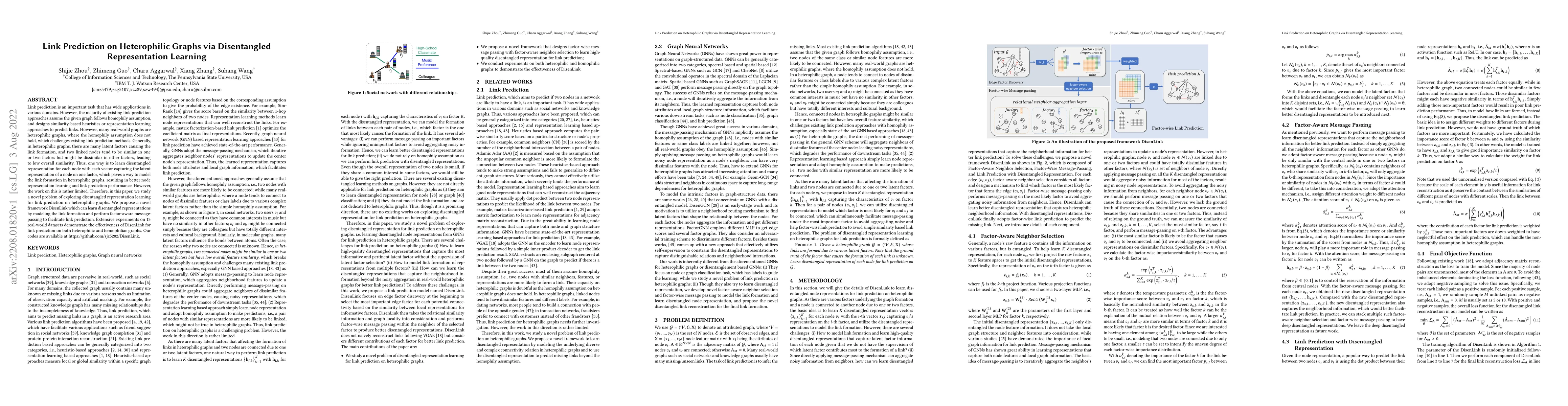 Thumbnail for Link Prediction on Heterophilic Graphs via Disentangled Representation
  Learning