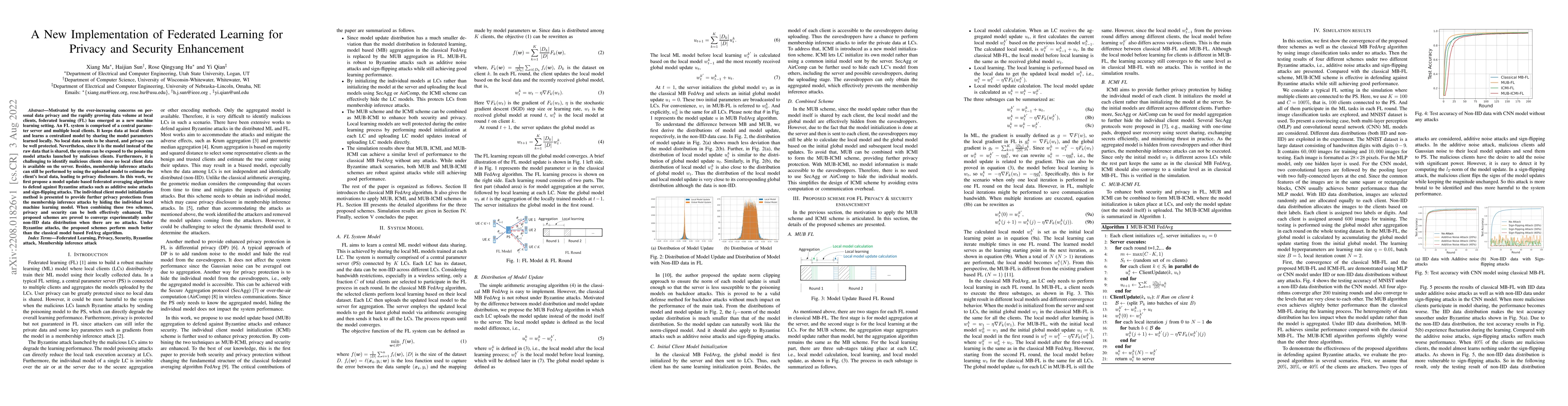 Thumbnail for A New Implementation of Federated Learning for Privacy and Security
  Enhancement