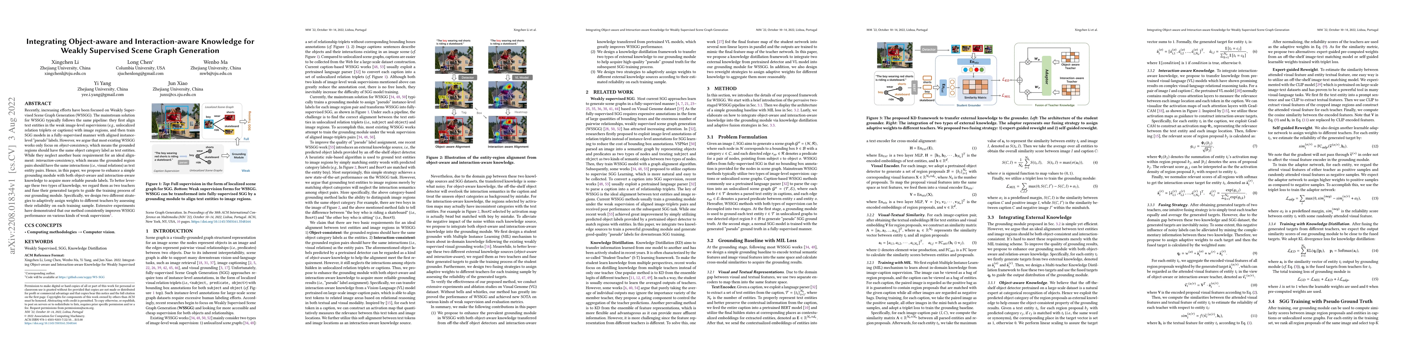 Thumbnail for Integrating Object-aware and Interaction-aware Knowledge for Weakly
  Supervised Scene Graph Generation