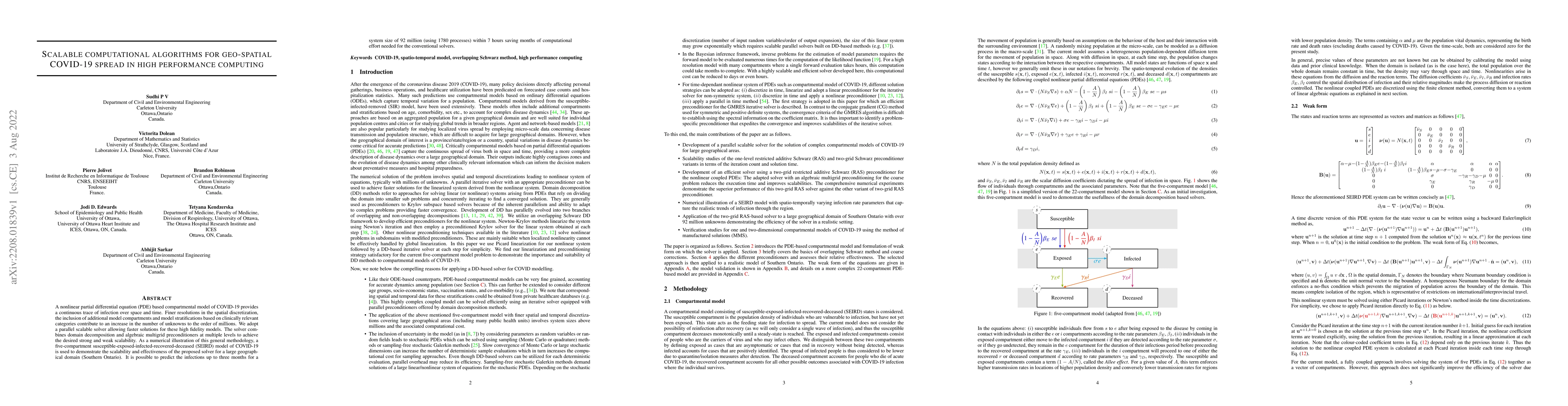 Thumbnail for Scalable Computational Algorithms for Geo-spatial Covid-19 Spread in
  High Performance Computing