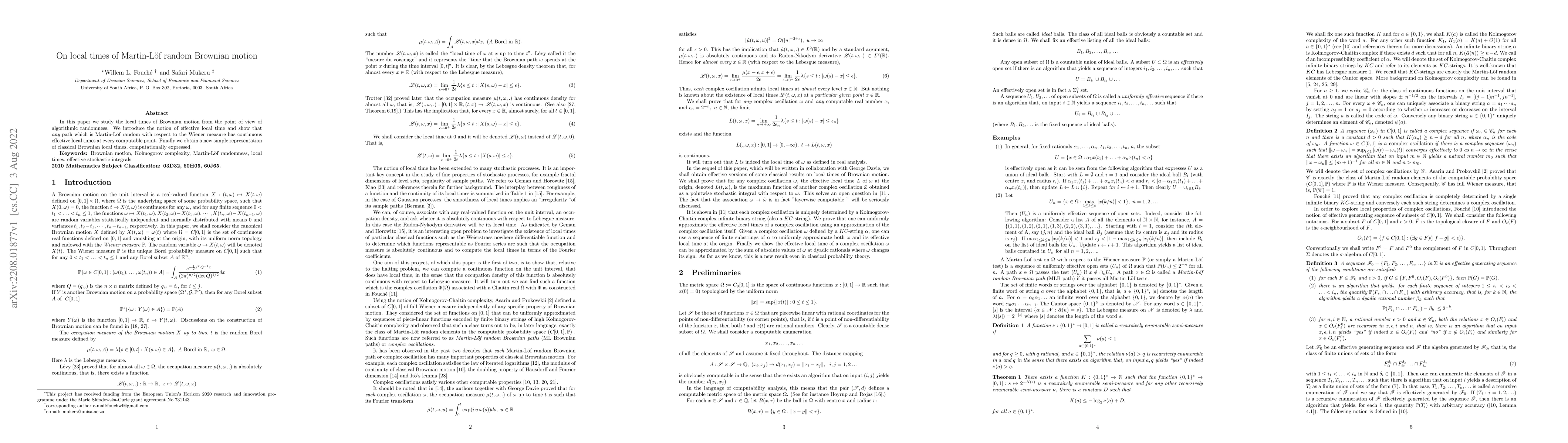 Thumbnail for Local time of Martin-Lof Brownian motion