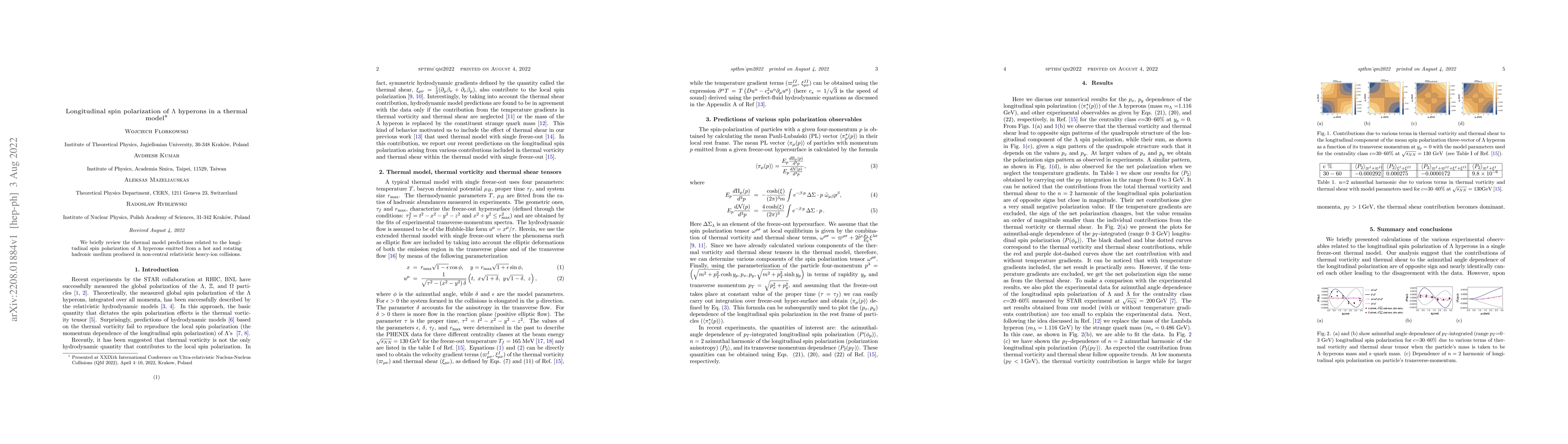 Thumbnail for Longitudinal spin polarization of $\Lambda-$hyperons in a thermal model