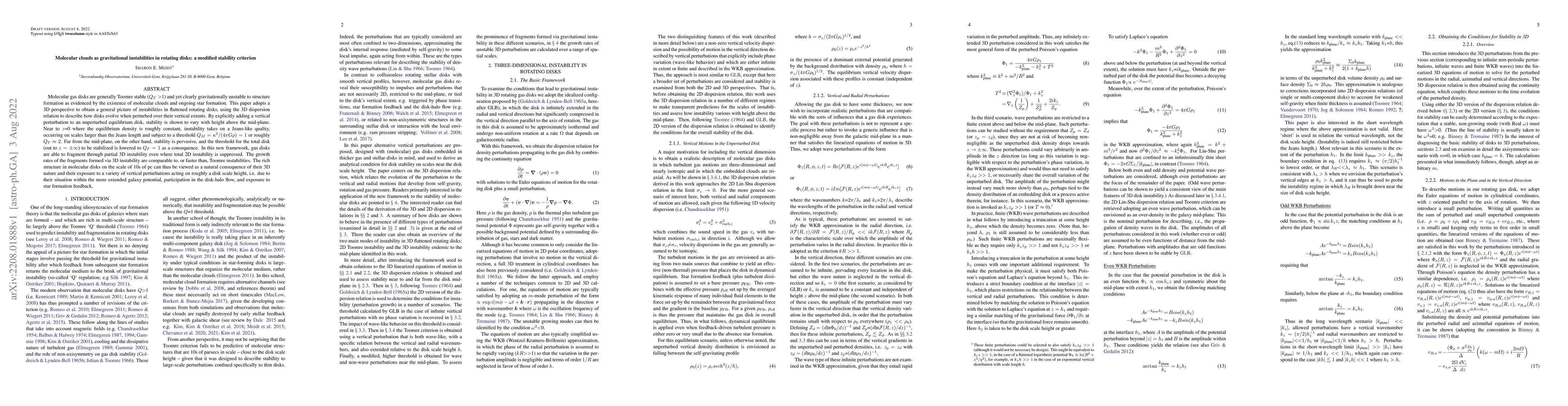 Thumbnail for Molecular Clouds as Gravitational Instabilities in Rotating Disks: A
  Modified Stability Criterion