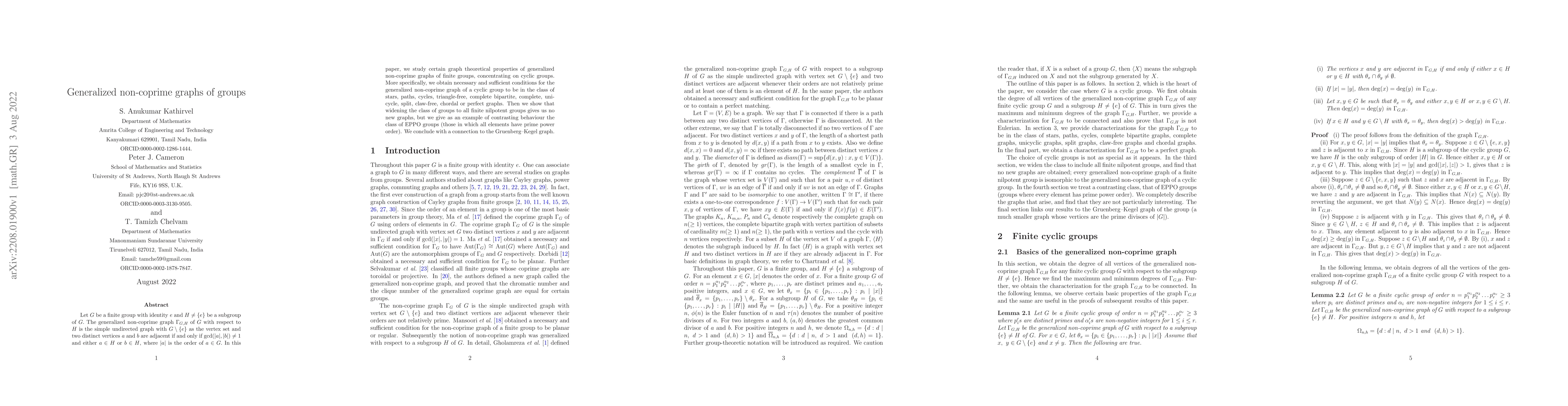 Thumbnail for Generalized non-coprime graphs of groups