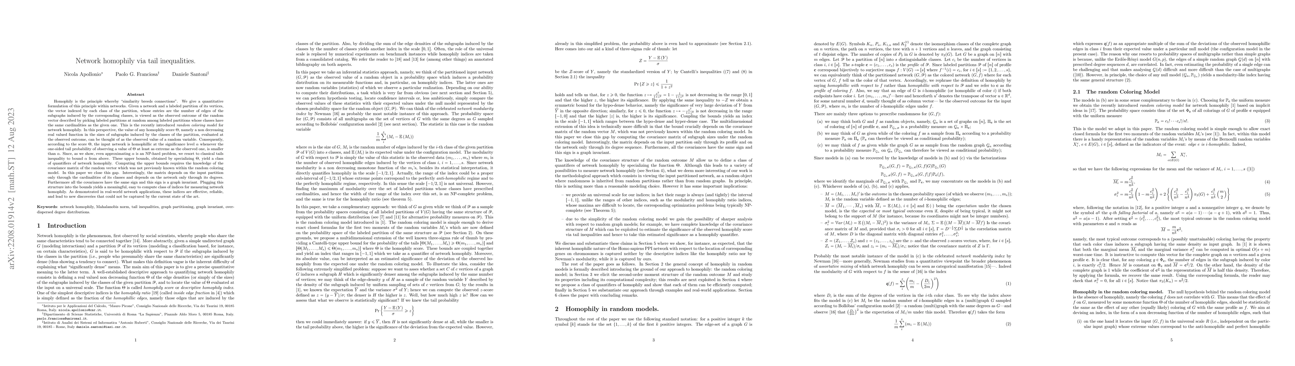 Thumbnail for Network homophily via tail inequalities