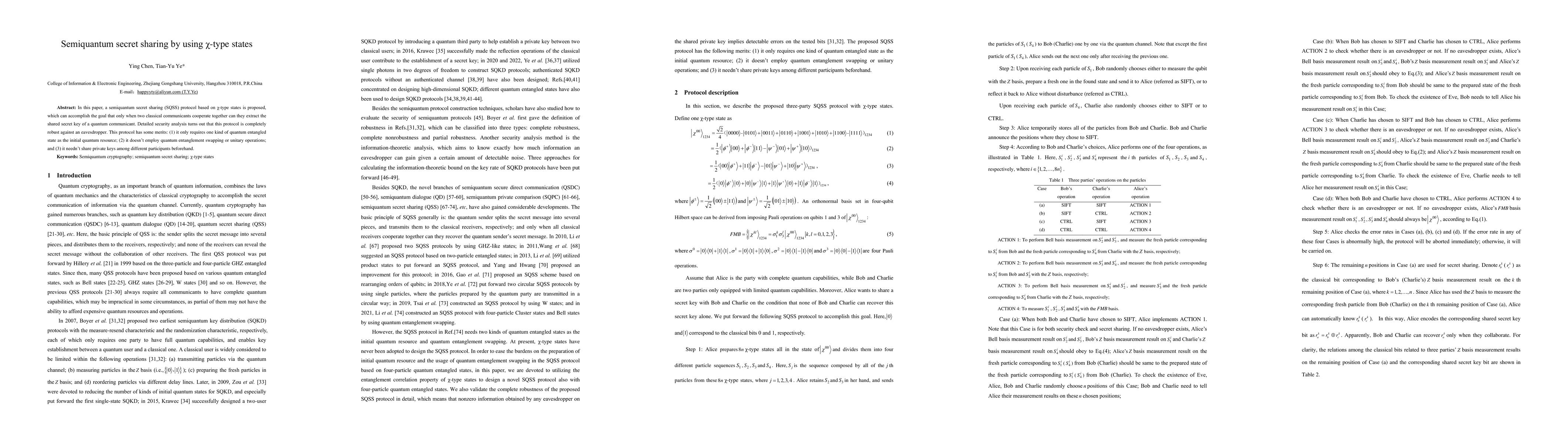 Thumbnail for Semiquantum secret sharing by using x-type states