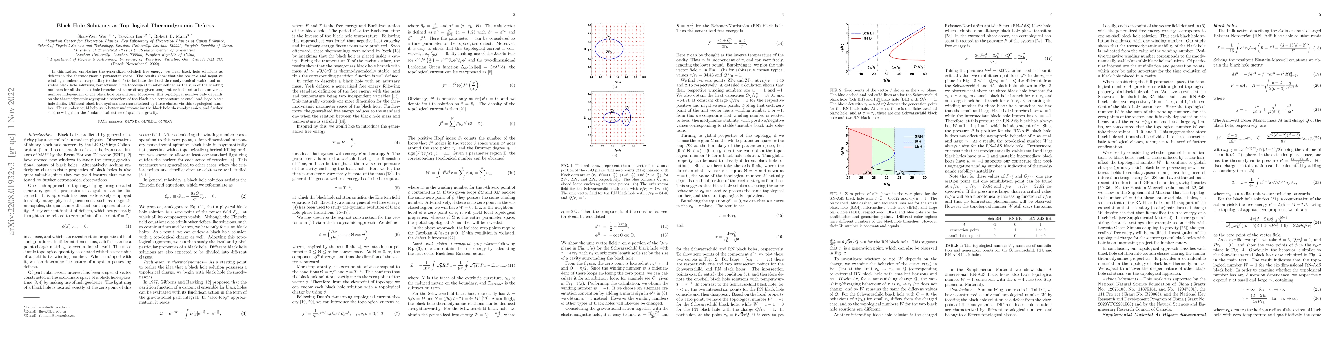 Thumbnail for Black Hole Solutions as Topological Thermodynamic Defects