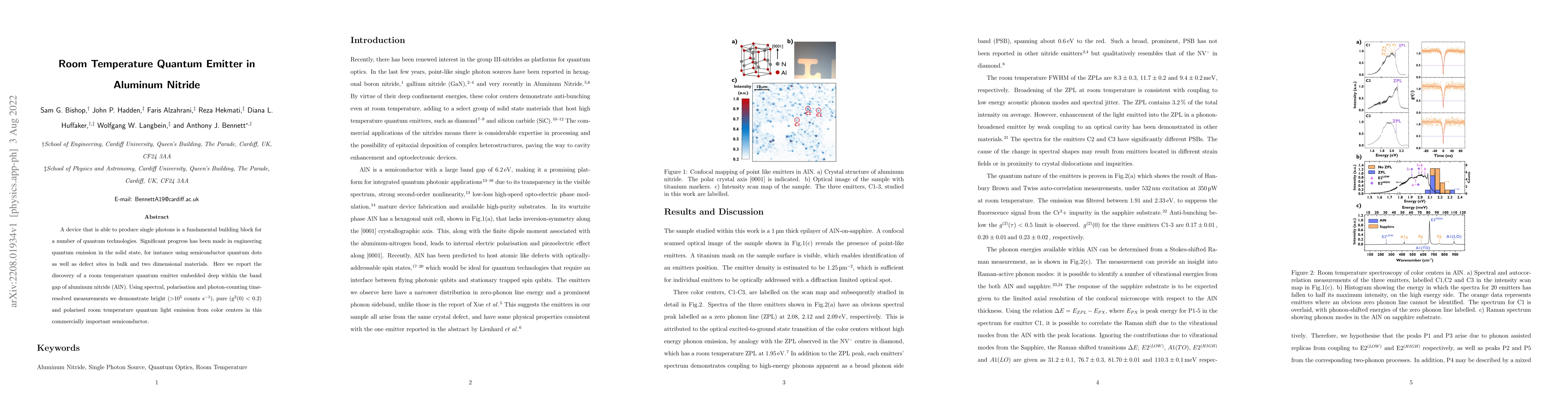 Thumbnail for Room-Temperature Quantum Emitter in Aluminum Nitride