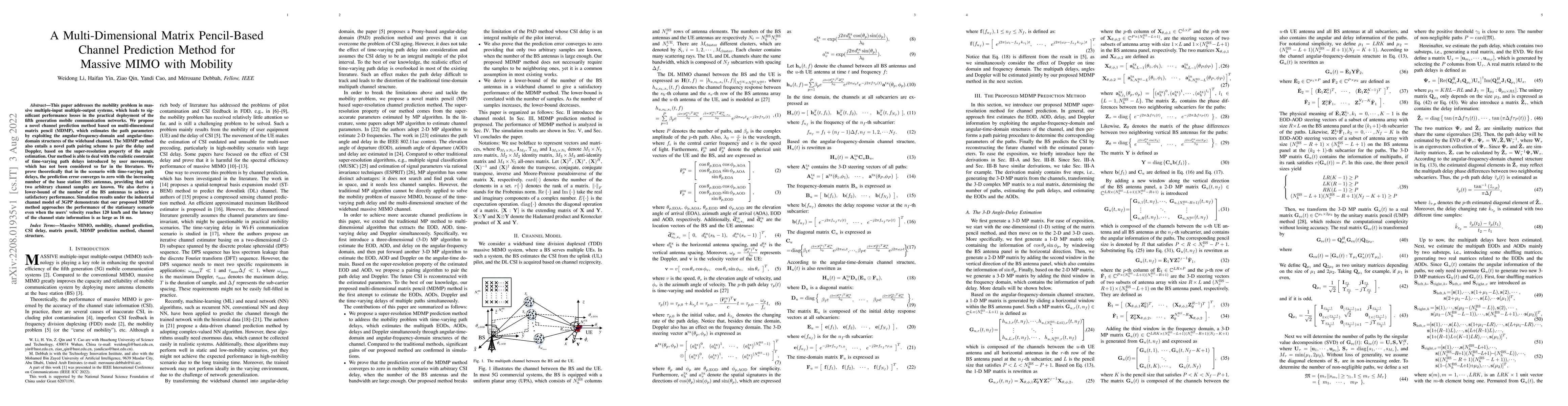 Thumbnail for A Multi-Dimensional Matrix Pencil-Based Channel Prediction Method for
  Massive MIMO with Mobility