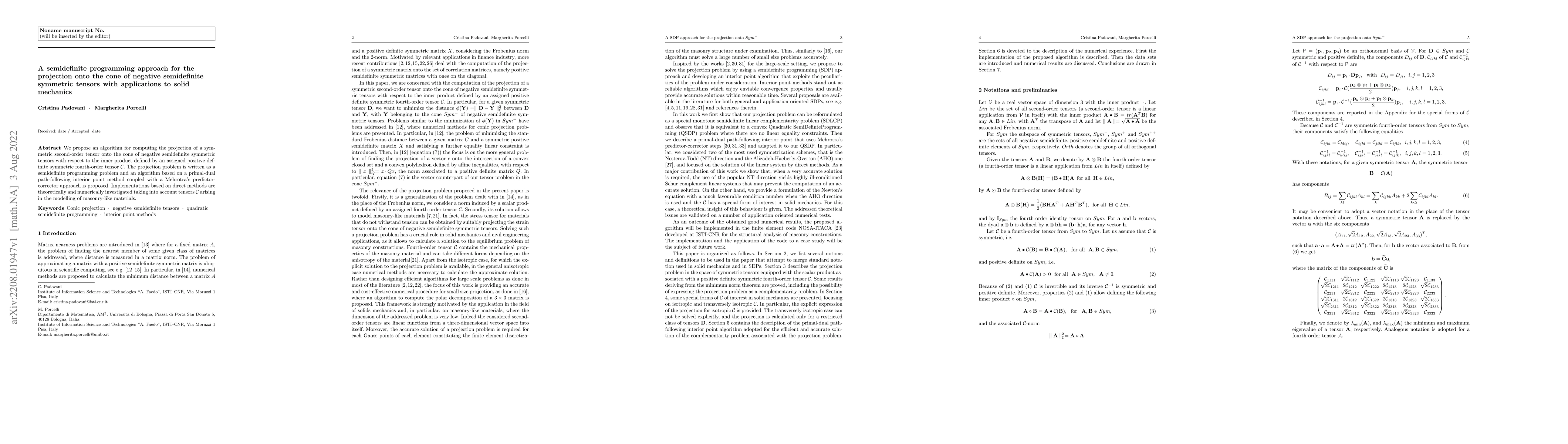 Thumbnail for A semidefinite programming approach for the projection onto the cone of
  negative semidefinite symmetric tensors with applications to solid mechanics