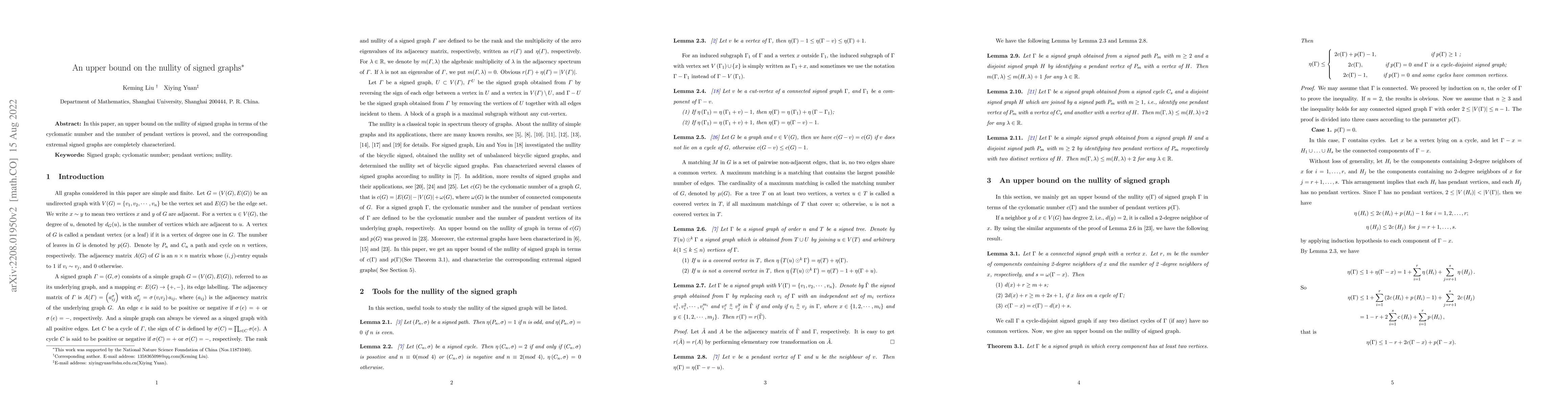 Thumbnail for An upper bound on the nullity of signed graphs