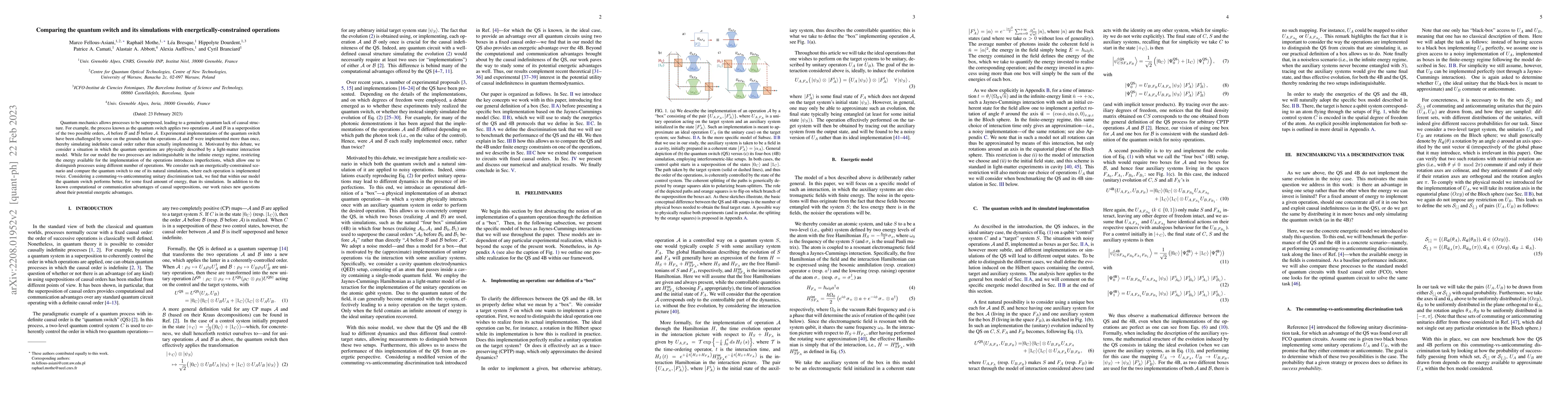 Thumbnail for Comparing the quantum switch and its simulations with
  energetically-constrained operations
