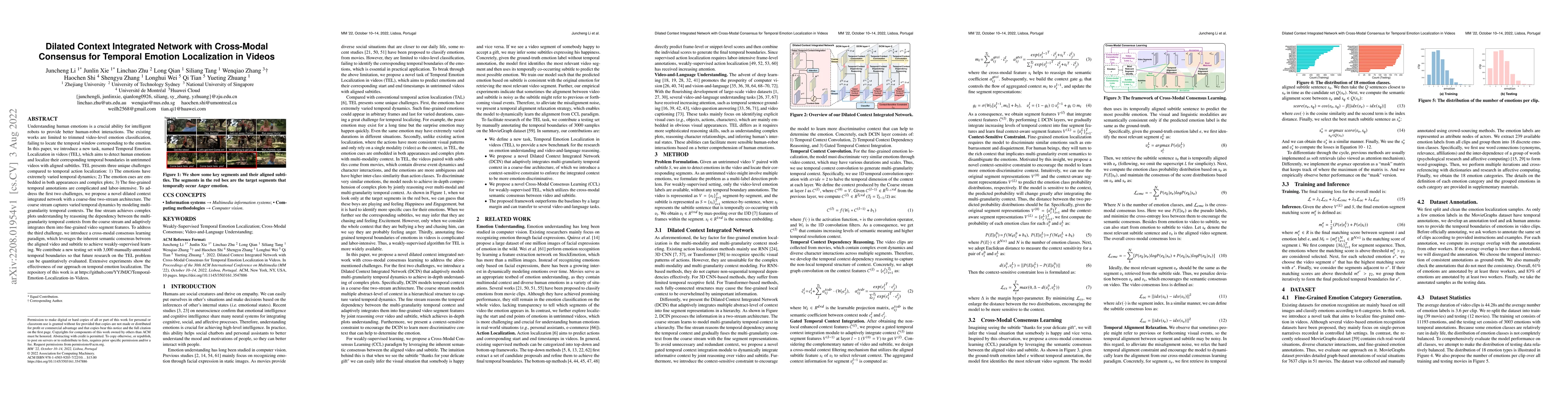 Thumbnail for Dilated Context Integrated Network with Cross-Modal Consensus for
  Temporal Emotion Localization in Videos