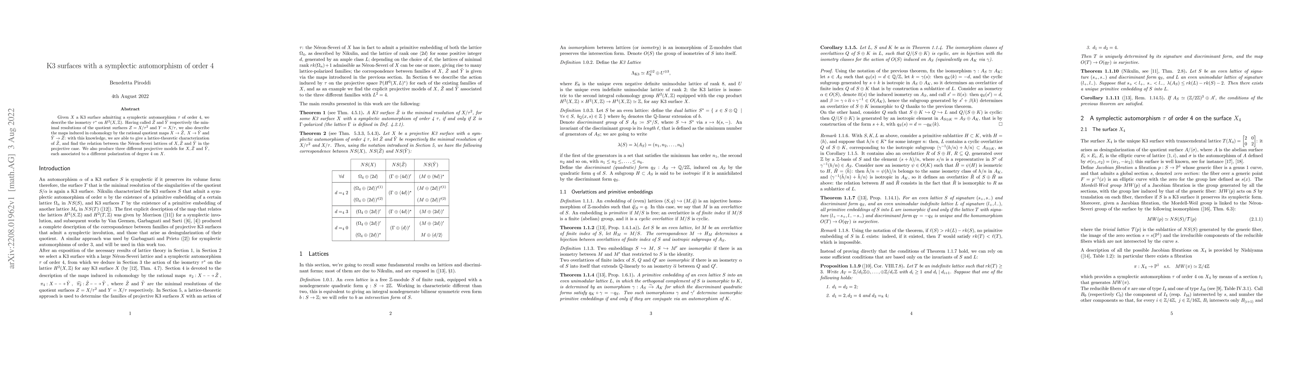 Thumbnail for K3 surfaces with a symplectic automorphism of order 4