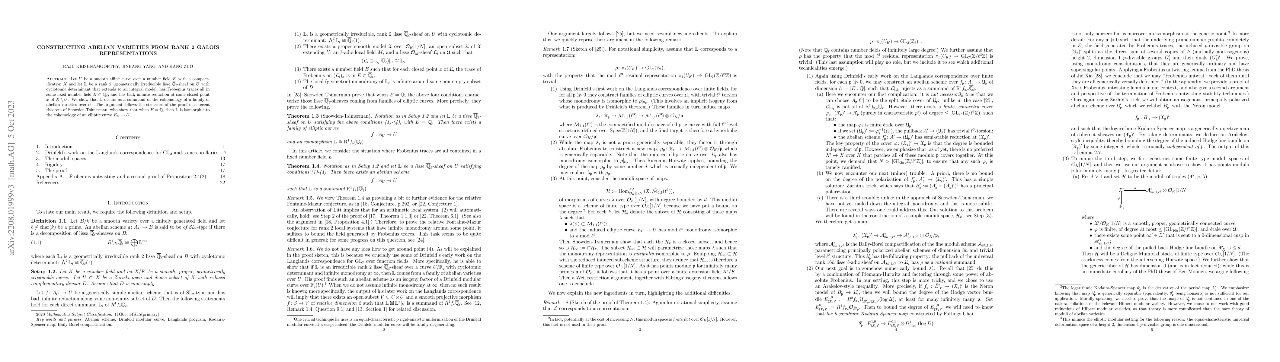 Thumbnail for Constructing abelian varieties from rank 2 Galois representations