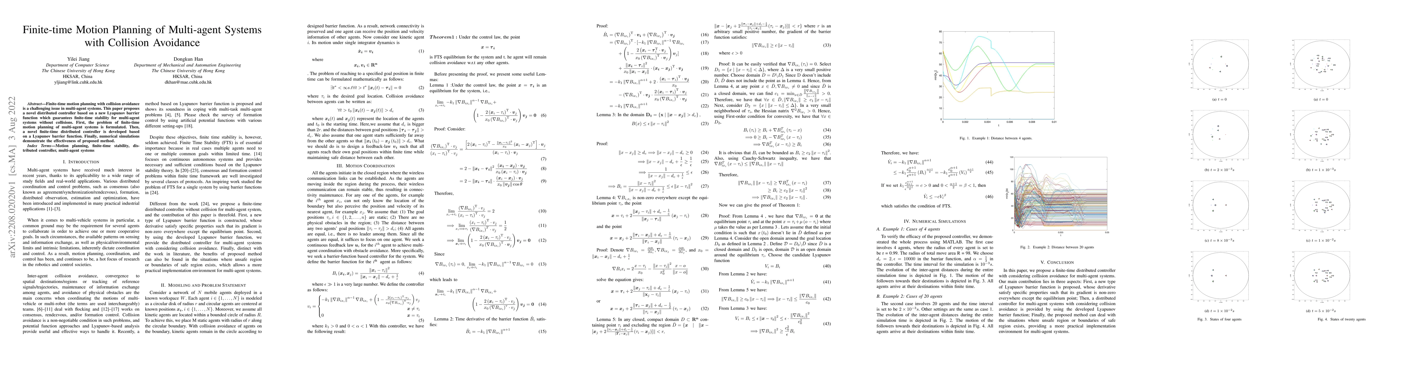 Thumbnail for Finite-time Motion Planning of Multi-agent Systems with Collision
  Avoidance