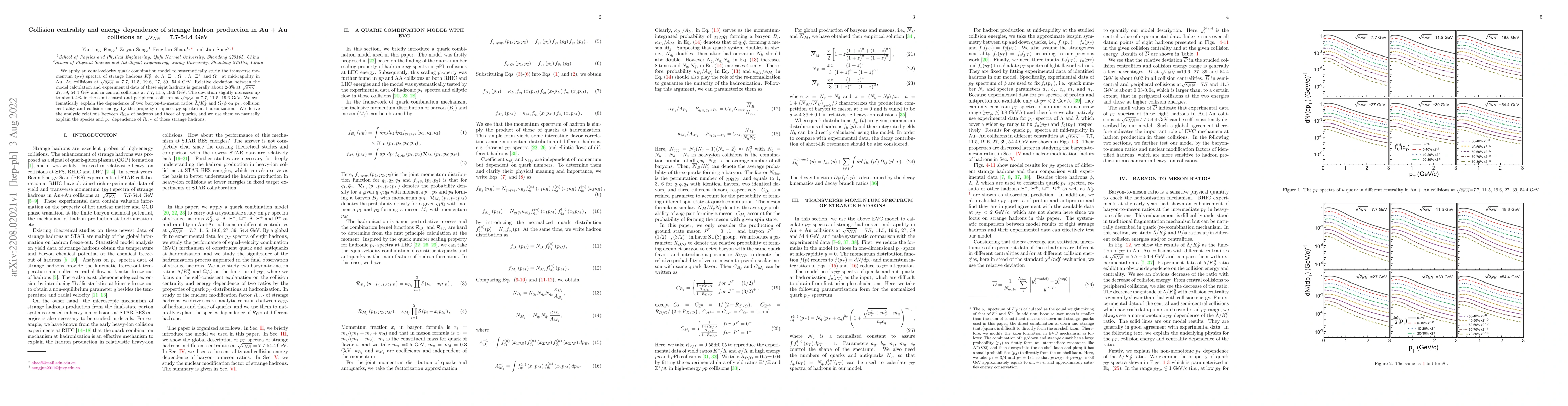 Thumbnail for Collision centrality and energy dependence of strange hadron production
  in Au + Au collisions at \sqrt{s_{NN}}= 7.7-54.4 GeV