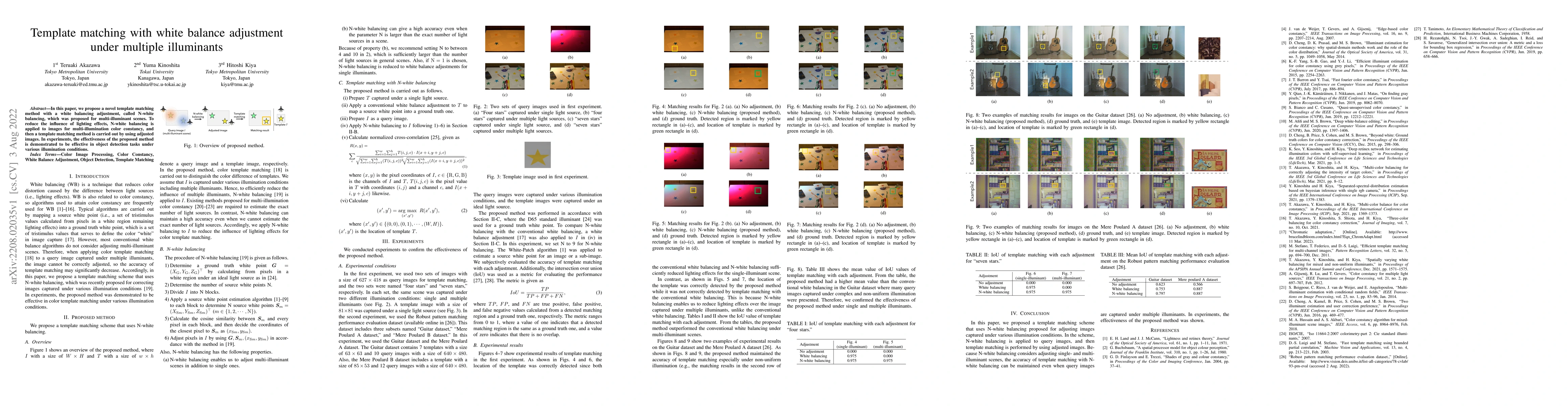 Thumbnail for Template matching with white balance adjustment under multiple
  illuminants
