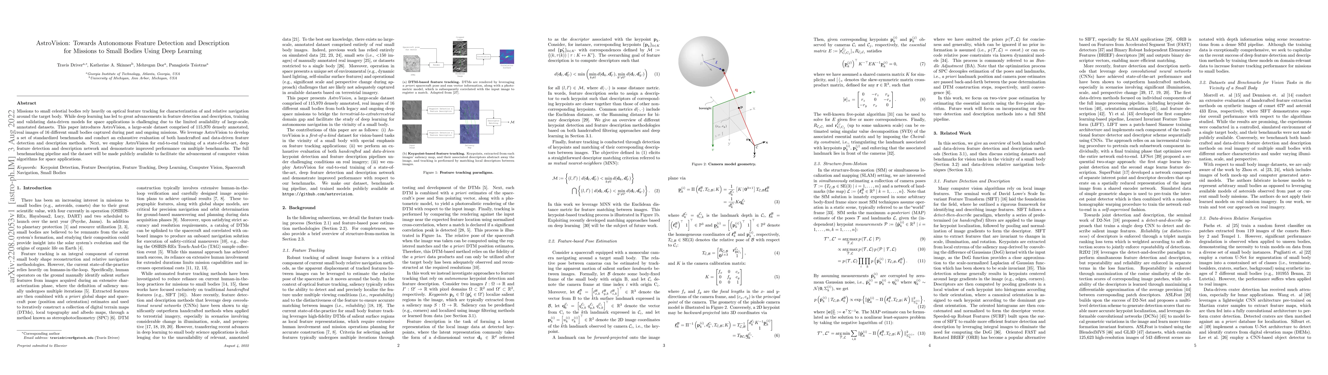 Thumbnail for AstroVision: Towards Autonomous Feature Detection and Description for
  Missions to Small Bodies Using Deep Learning