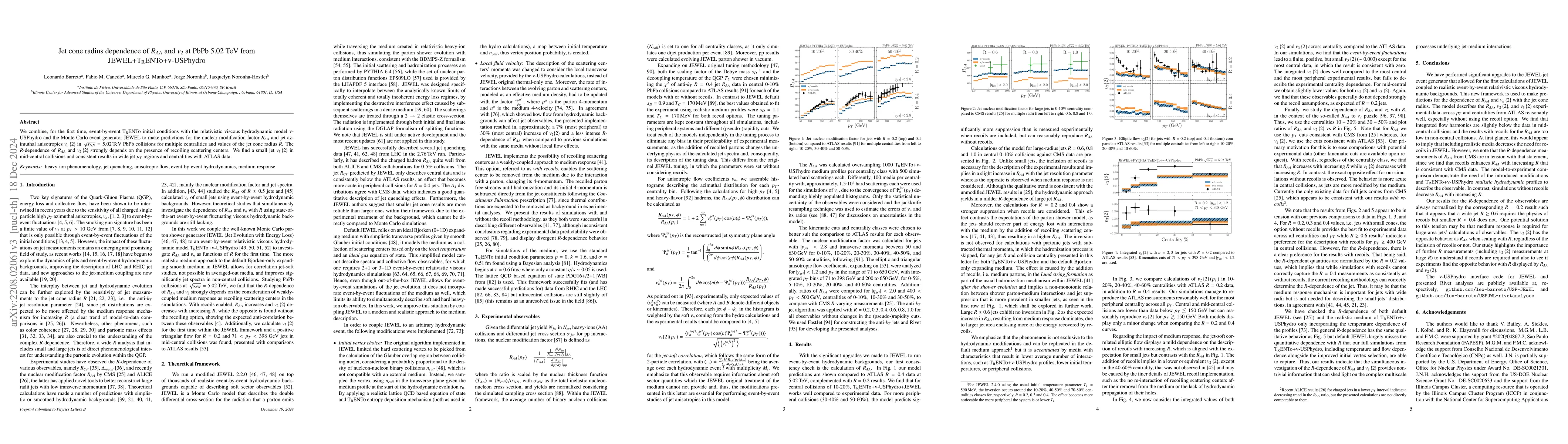 Thumbnail for Jet cone radius dependence of $R_{AA}$ and $v_2$ at PbPb 5.02 TeV from
  JEWEL+$\rm T_RENTo$+v-USPhydro