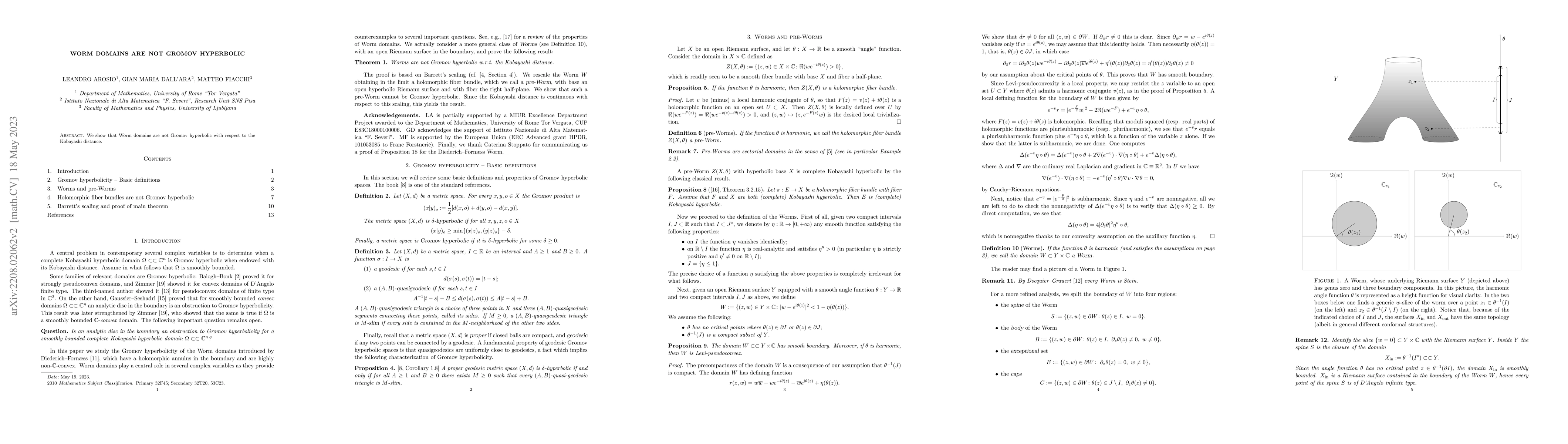 Thumbnail for Worm domains are not Gromov hyperbolic